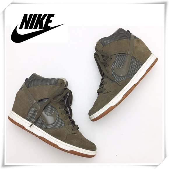 Nike Shoes - Nike Dunk Sky Hi Suede Wedge Sneaker Olive Green